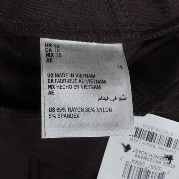 INC Women's Boot Leg Pants High Rise French Roast Rayon Blend Stretch Size 16 - Picture 7 of 11